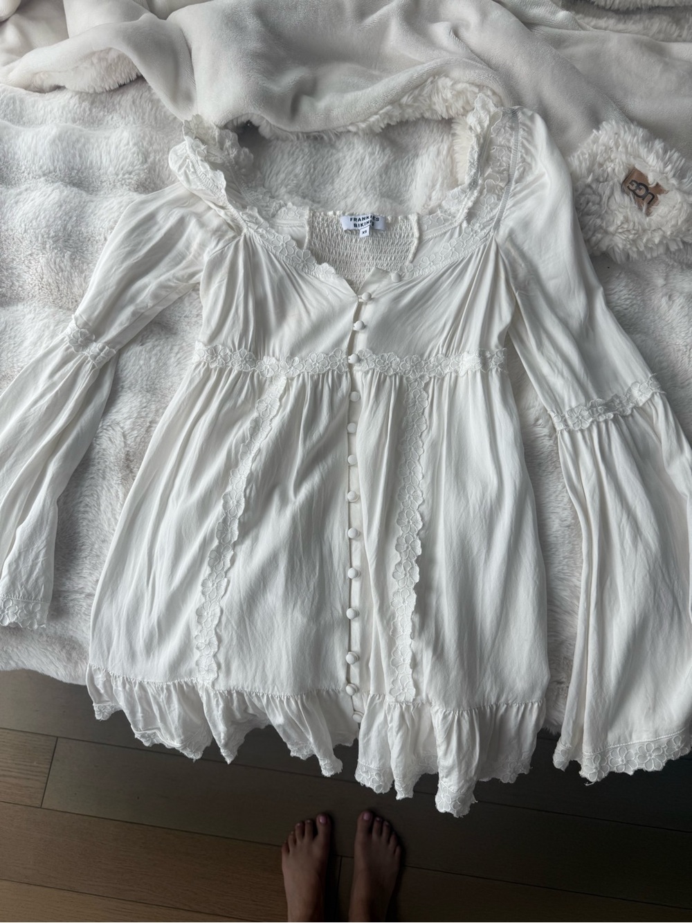 Frankies Bikinis Sunflower Floral Embroidered MiniDress Size XS
